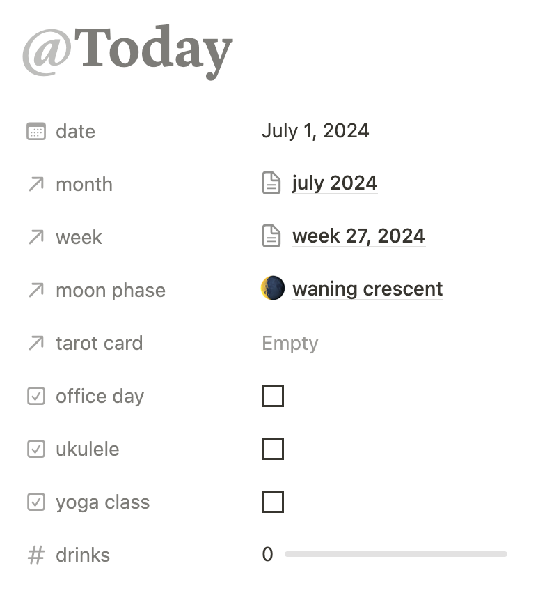 Screenshot of my daily log for July 1st.